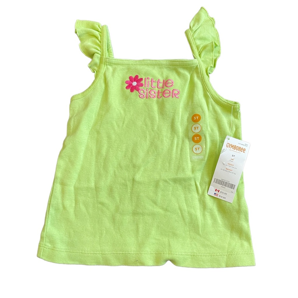 NWT Gymboree Little Sister Ruffle Tank Top Green Size 5T